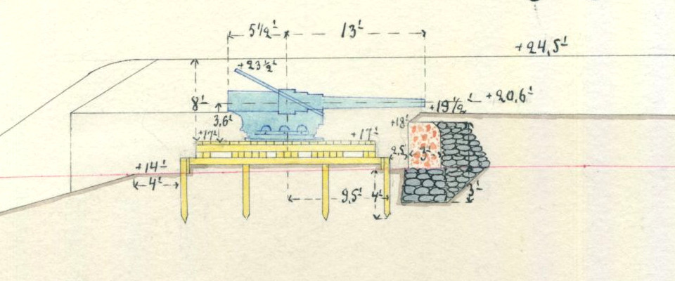 Фрагмент проектного чертежа батареи Хумалйоки, сентябрь 1913 г.